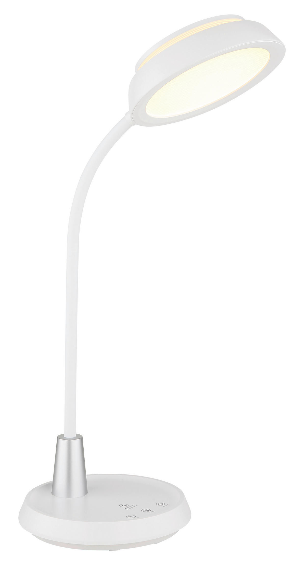 STOLNÍ LED LAMPA, dotykový stmívač, 30,6/17,2/44,8 cm - bílá/barvy stříbra, Design, plast (30,6/17,2/44,8cm) - Globo