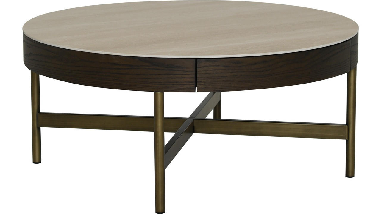 SOFFBORD i trä, metall, sten, keramik 90/90/40 cm  - bronsfärgad/sandfärgad, Design, metall/trä (90/90/40cm) - Best Price
