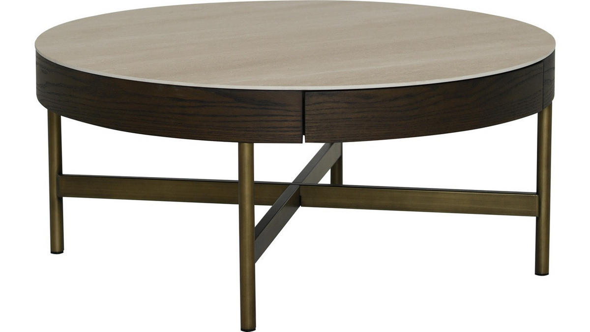 SOFFBORD i trä, metall, sten, keramik 90/90/40 cm  - bronsfärgad/sandfärgad, Design, metall/trä (90/90/40cm) - Best Price
