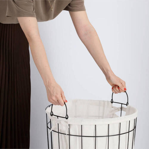 WÄSCHESAMMLER - Schwarz/Naturfarben, Basics, Textil/Metall (44/44/60cm) - Zeller Present