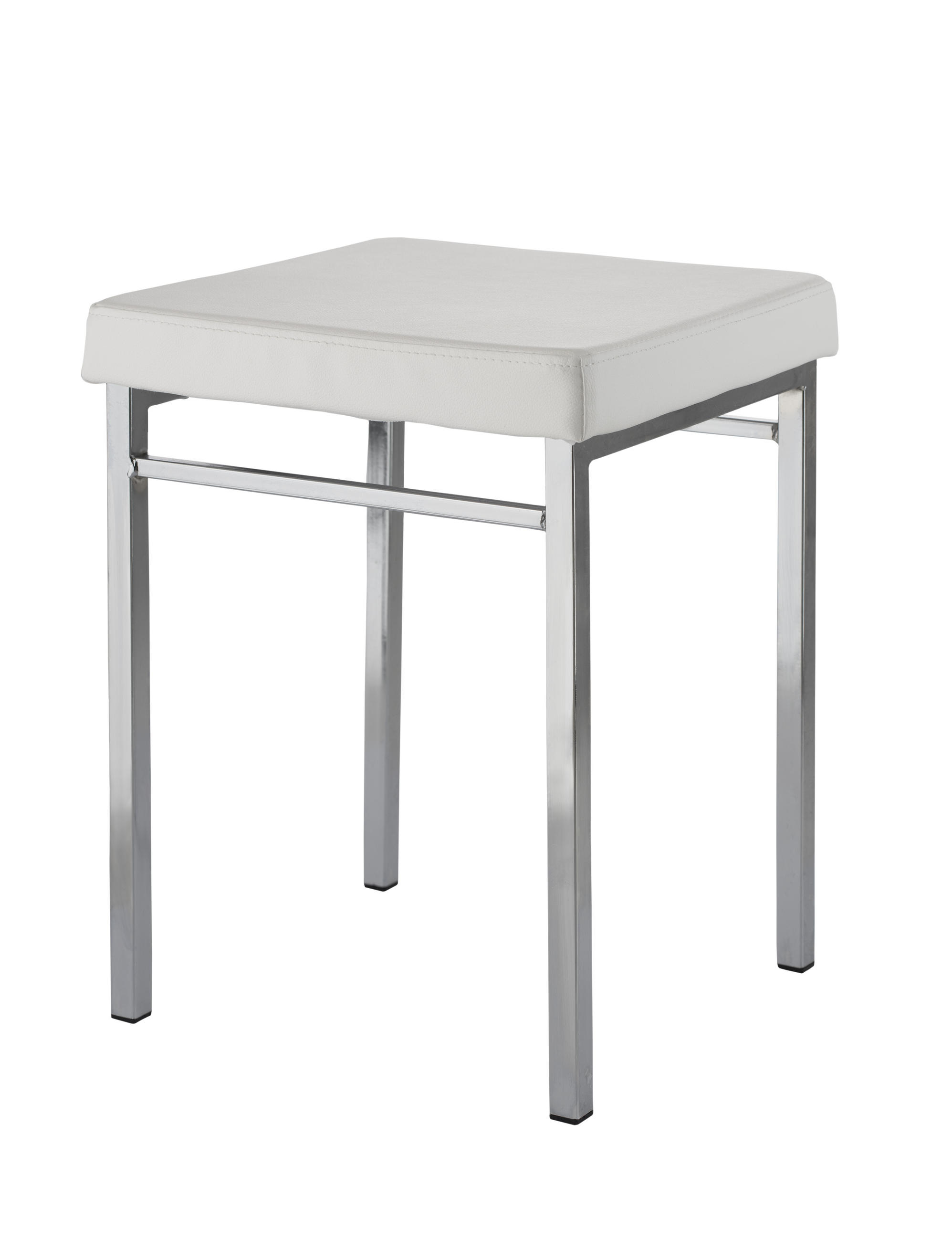 BADHOCKER - Chromfarben/Weiß, Basics, Textil/Metall (36/47/34cm)
