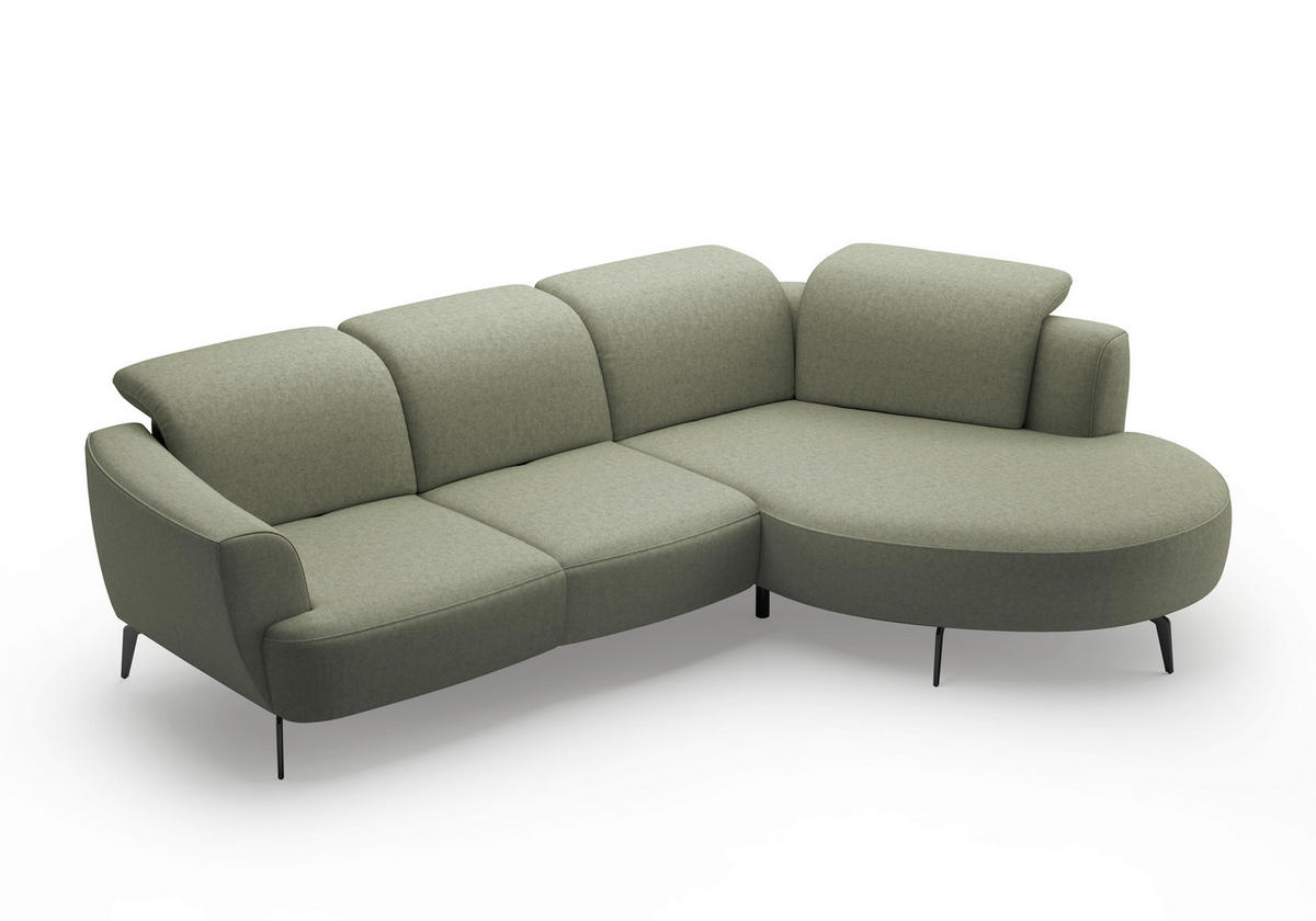 ECKSOFA in Flachgewebe Olivgrün  309/199 cm  - Schwarz/Olivgrün, KONVENTIONELL, Textil/Metall (309/199cm) - Sit & More