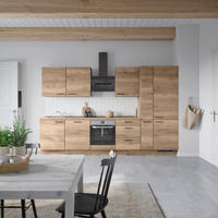 KÜCHENLEERBLOCK 330 cm   in Eiche dunkel  - Eiche dunkel/Schwarz, MODERN, Holzwerkstoff/Metall (330cm) - Nobilia