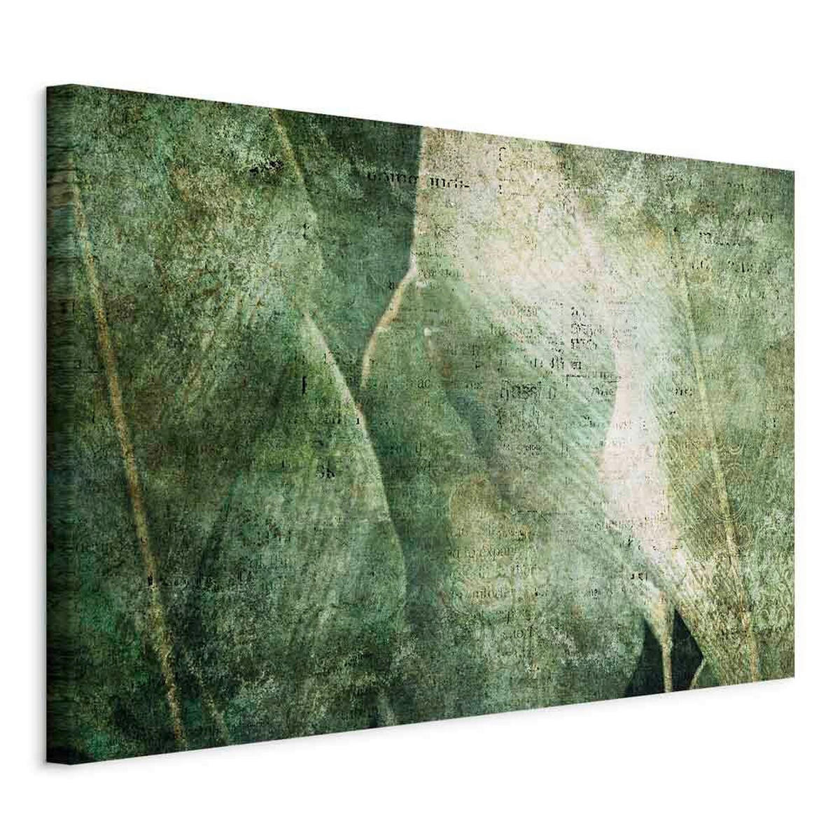 MALBA NA PLÁTNĚ, abstraktní, listy, 60/40/1,2 cm - smaragdově zelená/šedobéžová, Basics, kompozitní dřevo/textil (60/40/1,2cm) - artgeist