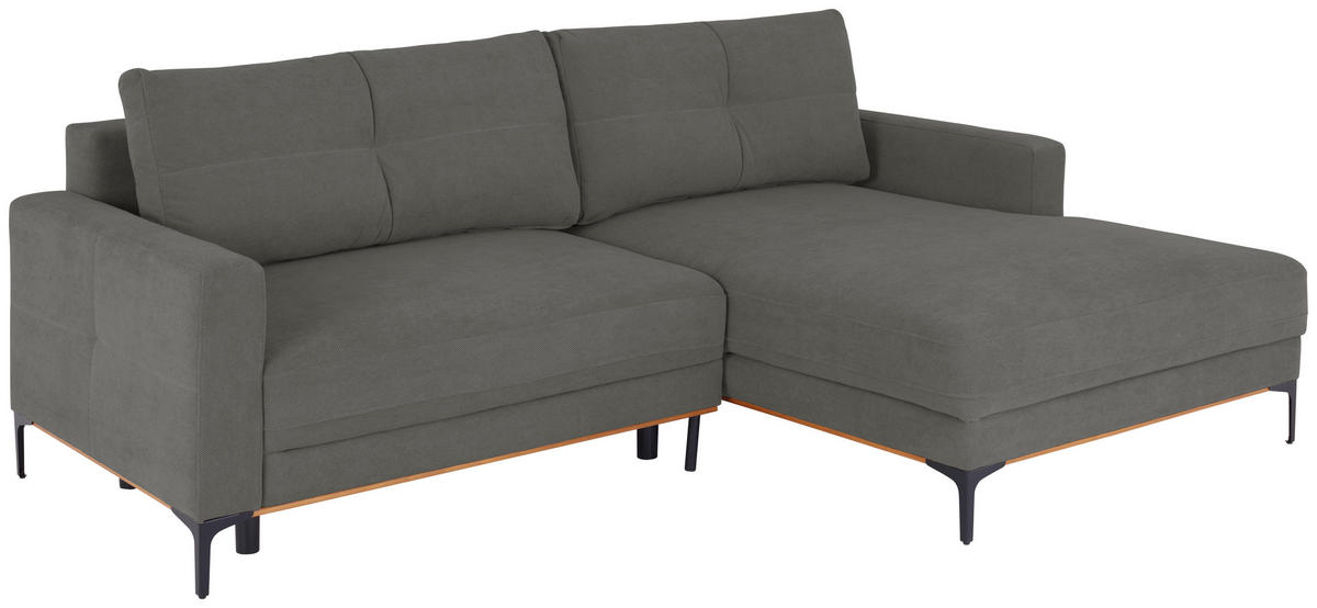 ECKSOFA Dunkelgrau  - Dunkelgrau/Schwarz, MODERN, Textil/Metall (238/162cm) - Ondega