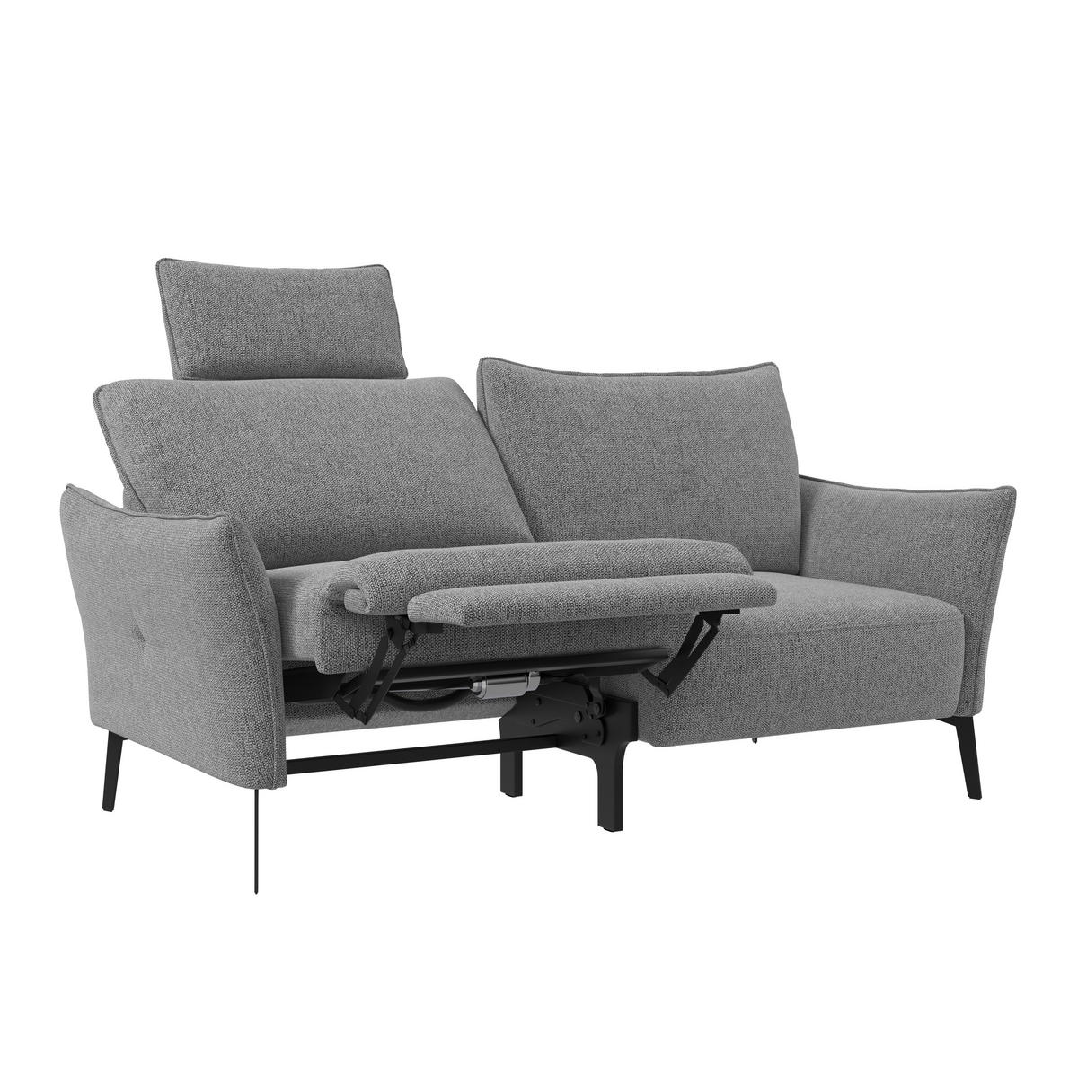 3-SITZER-SOFA  in Chenille Grau Modern  - Schwarz/Grau, KONVENTIONELL, Textil/Metall (184/90/92cm) - Elegando