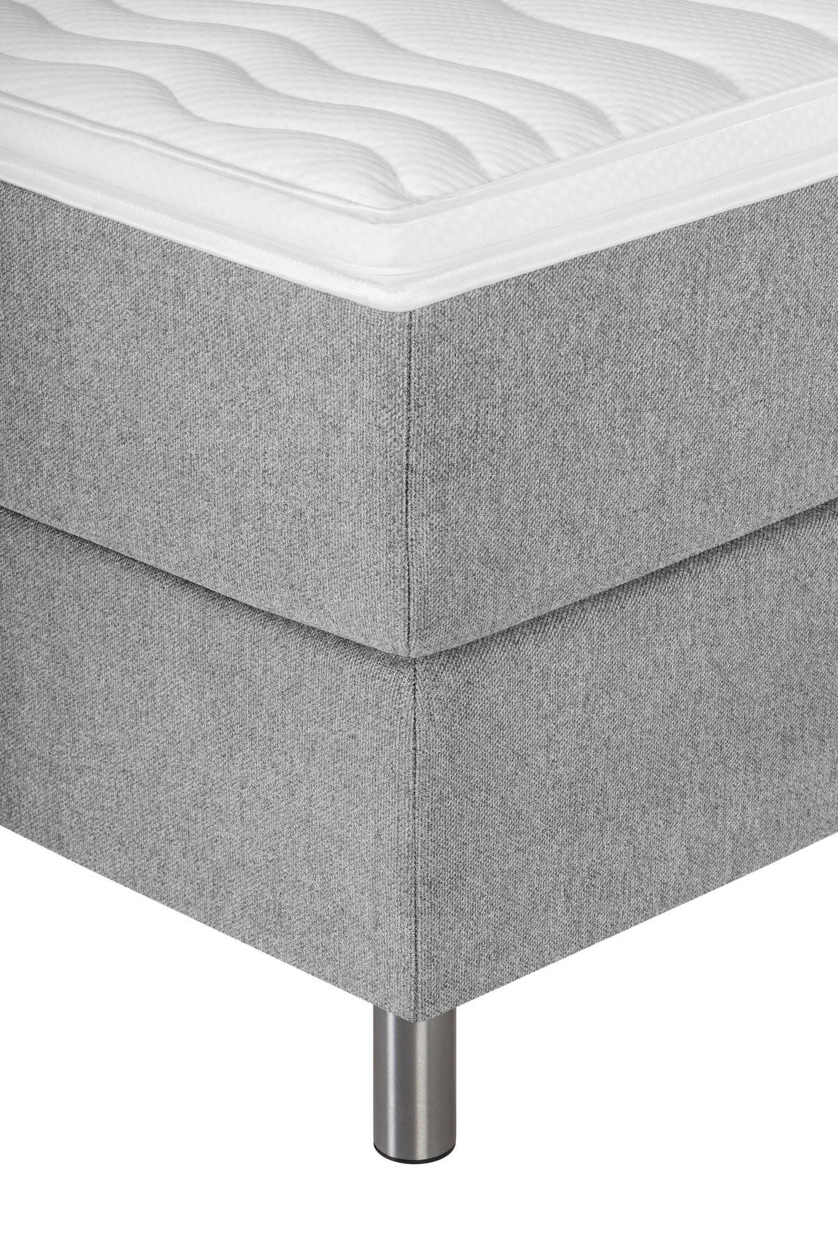 BOXSPRINGBETT 180/200 cm  in Hellgrau  - Silberfarben/Hellgrau, KONVENTIONELL, Textil/Metall (180/200cm) - Welnova