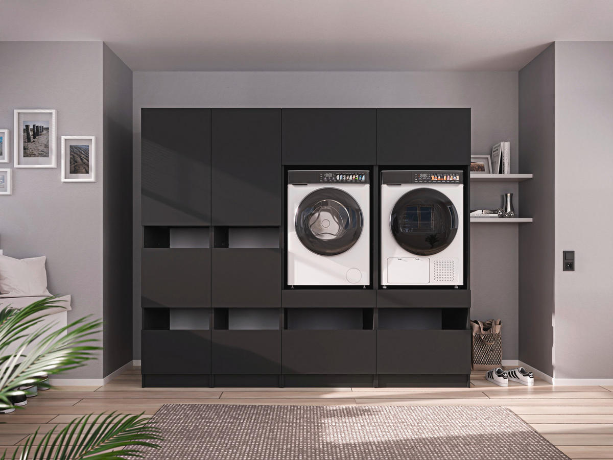MEHRZWECKSCHRANK 50/200/68 cm  in Anthrazit  - Anthrazit/Schwarz, Design, Holzwerkstoff/Metall (50/200/68cm) - Milino