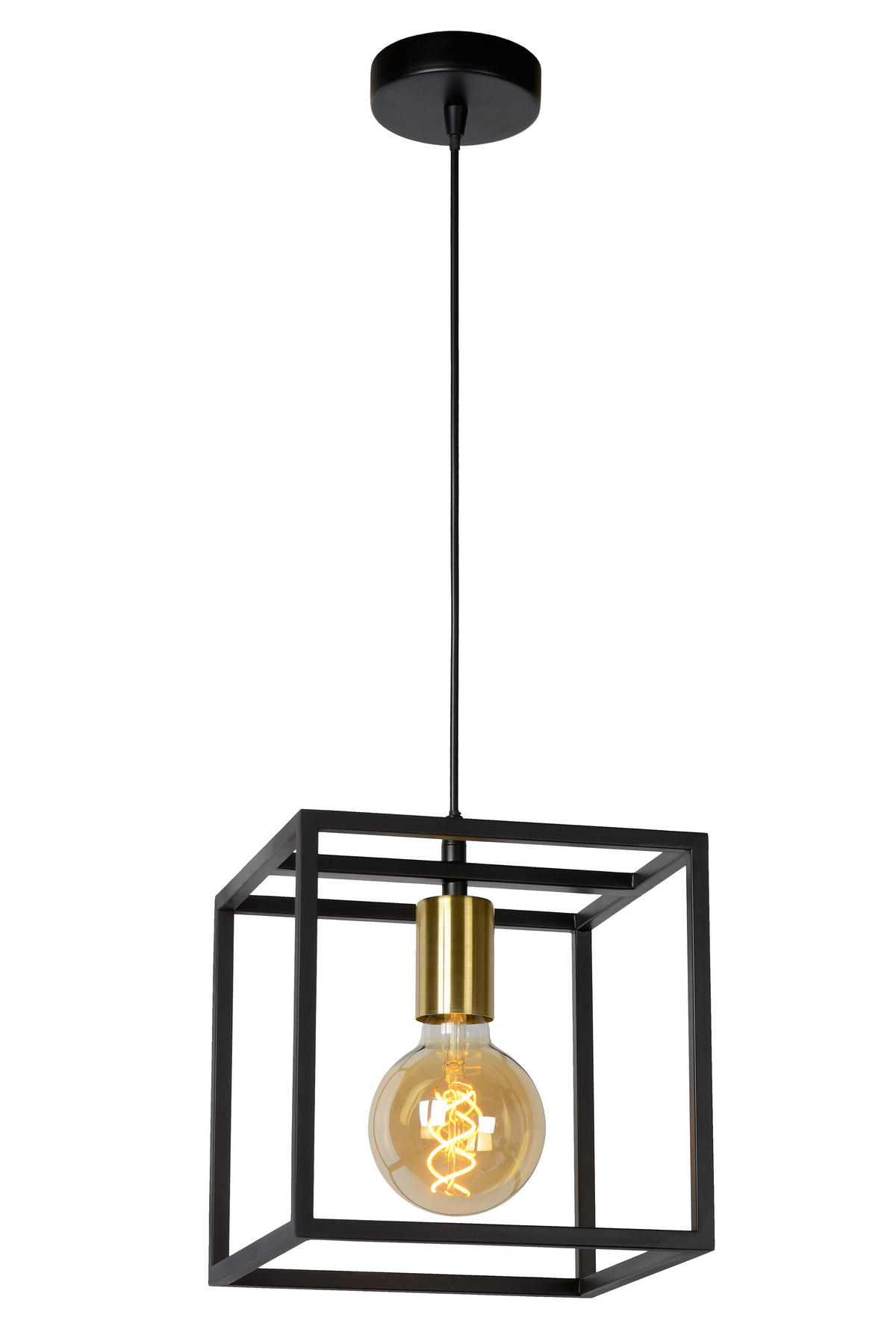 HÄNGELEUCHTE Ruben 22/22/150 cm   - Schwarz, Basics, Metall (22/22/150cm) - Lucide