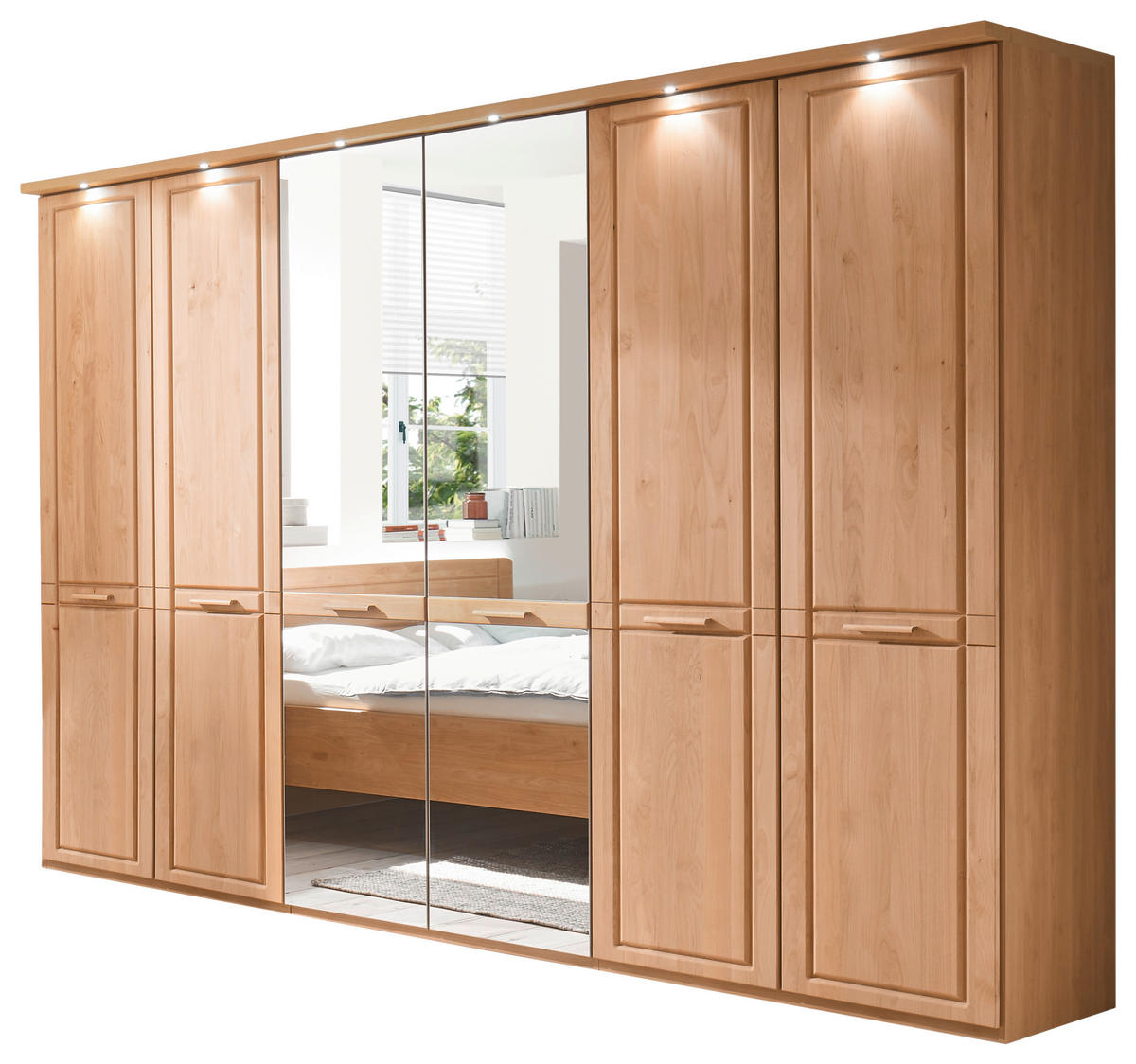 DREHTÜRENSCHRANK in Erlefarben  - Erlefarben, Konventionell, Glas/Holz (300/216/58cm) - Venda
