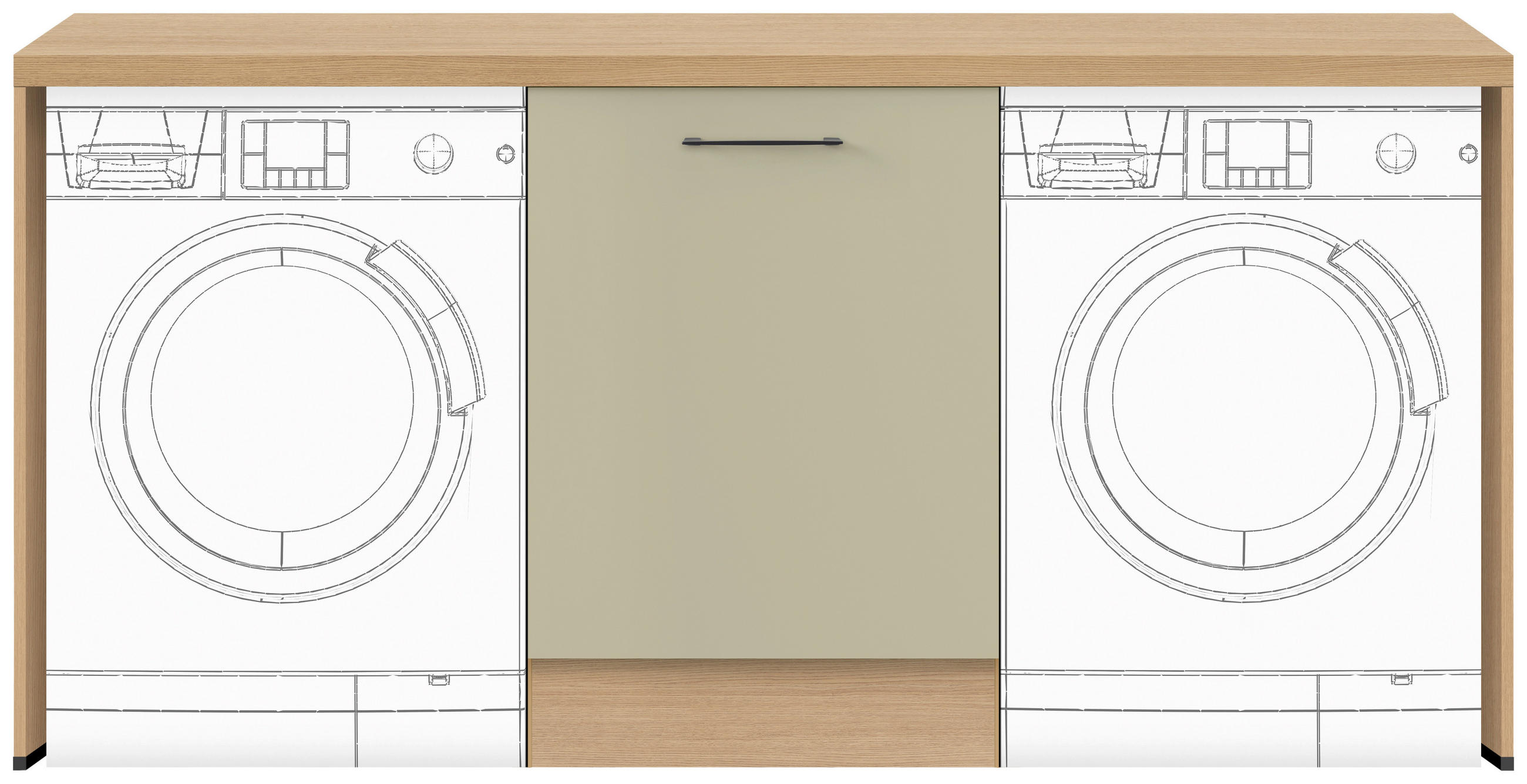 HAUSWIRTSCHAFTSRAUM Eichefarben, Salbeigrün  - Eichefarben/Salbeigrün, Basics, Holzwerkstoff (198,4cm) - Impuls