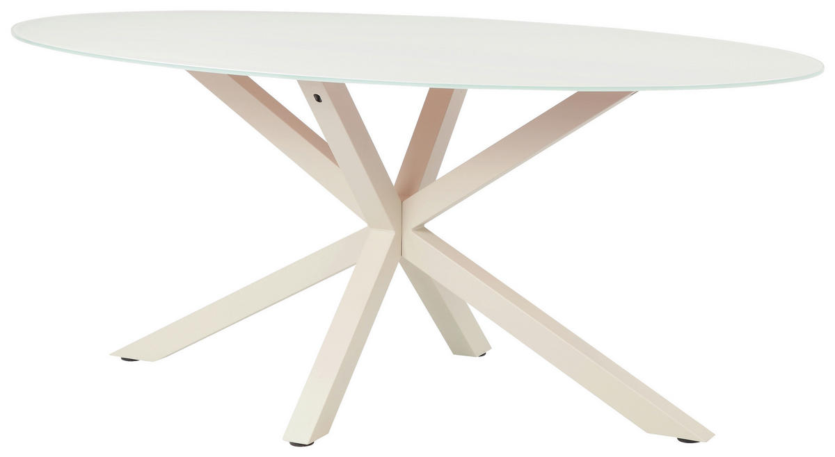 ESSTISCH 180/100/75 cm  Metall, Glas oval Kaschmir  - Kaschmir, MODERN, Glas/Metall (180/100/75cm) - P & B