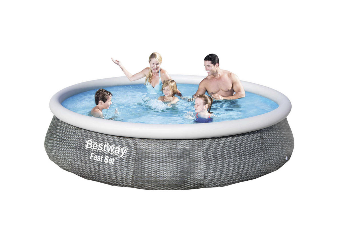 POOL 396/84 cm  - vit/blå, Klassisk, plast (396/84cm) - Bestway