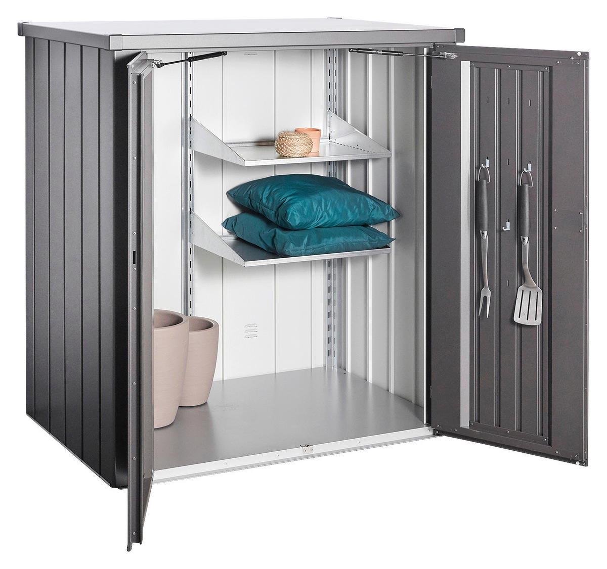 GERÄTESCHRANK 132/140/87 cm  - Dunkelgrau, Design, Metall (132/140/87cm) - Biohort