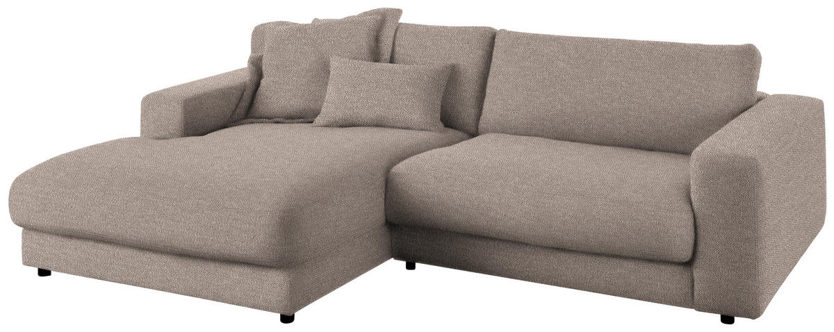 ECKSOFA in Flachgewebe Taupe  - Taupe/Schwarz, Design, Kunststoff/Textil (190/270cm) - Lomoco