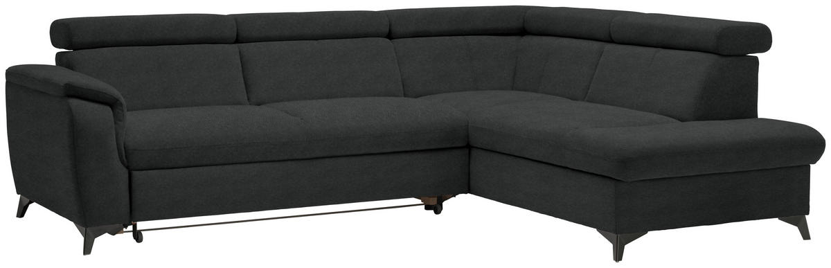 ECKSOFA in Webstoff Anthrazit  260/203 cm  - Anthrazit/Schwarz, Design, Textil/Metall (260/203cm) - Stylife