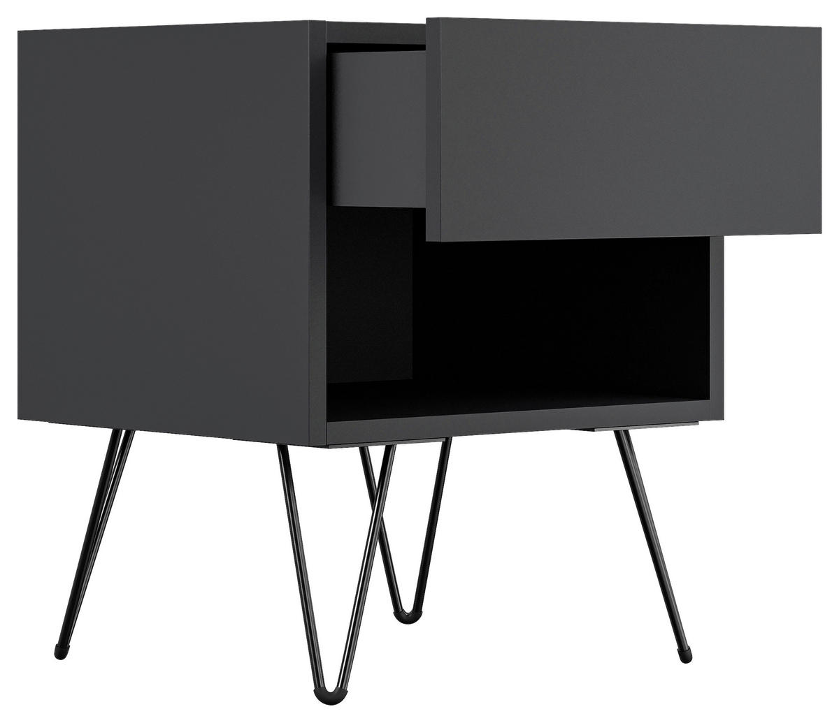 NACHTTISCH 41,2/50/35,6 cm  - Graphitfarben/Schwarz, Basics, Holzwerkstoff/Metall (41,2/50/35,6cm) - MID.YOU