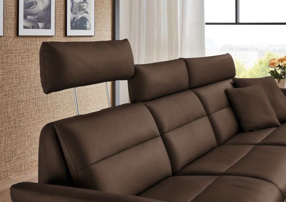 ECKSOFA in Echtleder Braun  - Schwarz/Braun, Design, Leder/Metall (300/157cm) - Dieter Knoll