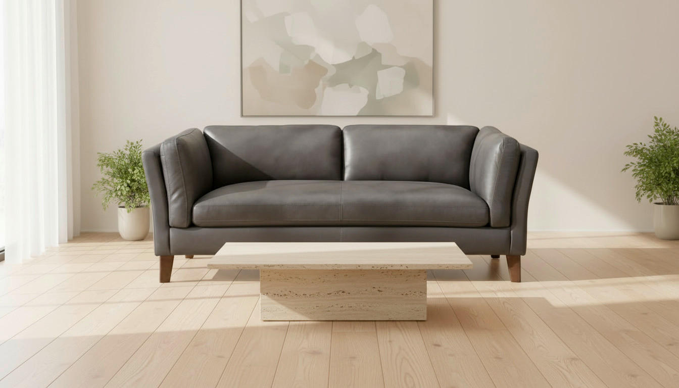 3-SITZER-SOFA SERA Echtleder Lederlook Braun  - Dunkelbraun/Braun, Design, Leder/Holz (190/72/88cm) - Livetastic