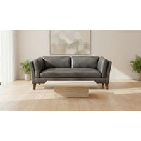 3-SITZER-SOFA SERA Echtleder Lederlook Braun  - Dunkelbraun/Braun, Design, Leder/Holz (190/72/88cm) - Livetastic