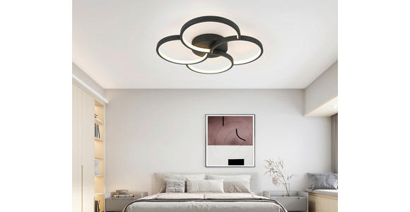 DECKENLEUCHTE 52/5,5 cm  - Schwarz/Weiß, Trend, Kunststoff/Metall (52/5,5cm) - Novel