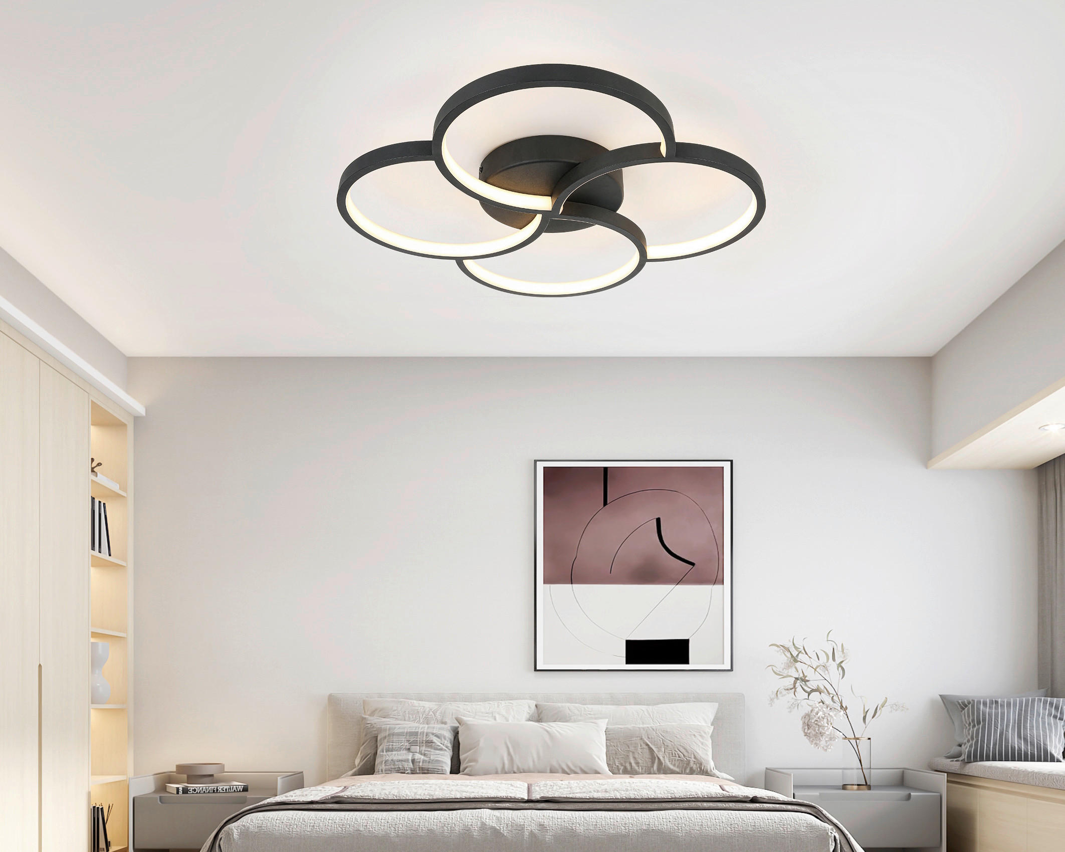 DECKENLEUCHTE 52/5,5 cm   - Schwarz/Weiß, Trend, Kunststoff/Metall (52/5,5cm) - Novel