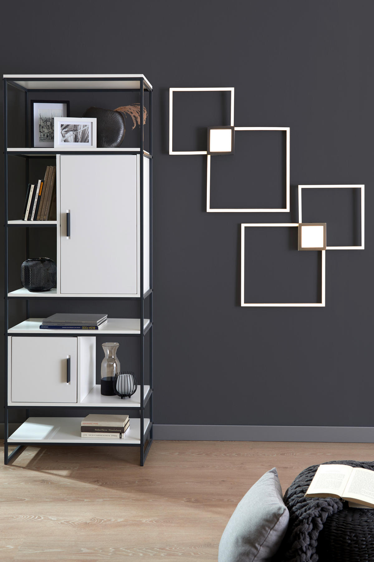 STROPNÉ LED SVIETIDLO, 65/65/5 cm - antracitová, Design, kov/plast (65/65/5cm) - Novel