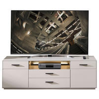 LOWBOARD Hellgrau, Sahara  180/56/45 cm  - Hellgrau/Schwarz, Design, Glas/Holzwerkstoff (180/56/45cm) - Novel