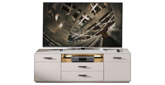 LOWBOARD Hellgrau, Sahara  180/56/45 cm  - Hellgrau/Schwarz, Design, Glas/Holzwerkstoff (180/56/45cm) - Novel