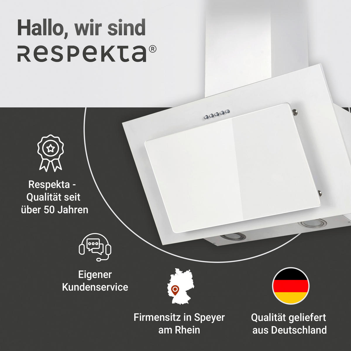DUNSTABZUGSHAUBE CH33060WB  - Weiß, Trend, Glas/Metall (59,5/68,1-101,1/30cm) - Respekta