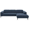 ECKSOFA in Velours Blau  293/195 cm  - Blau/Schwarz, Design, Textil/Metall (293/195cm) - Beldomo Style