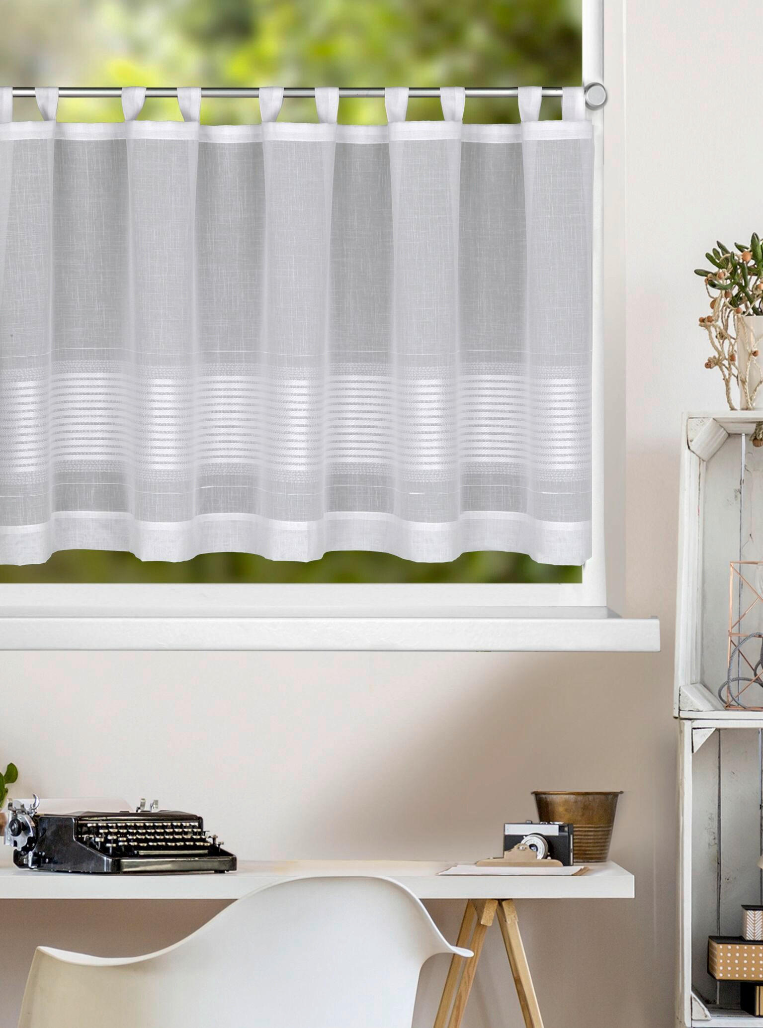 KURZGARDINE   145/60 cm   - Weiß, Basics, Textil (145/60cm)