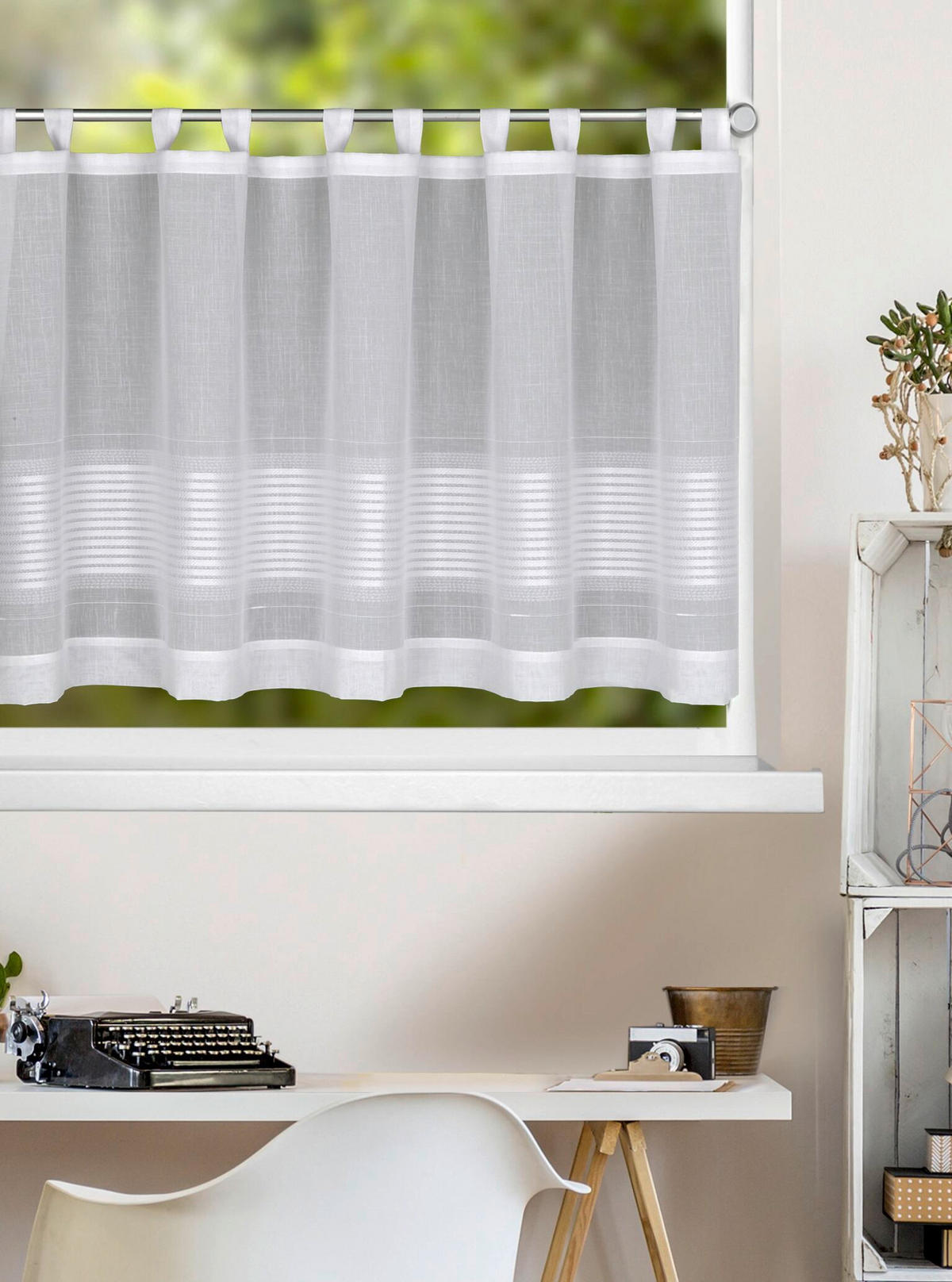 KURZGARDINE  145/60 cm  - Weiß, Basics, Textil (145/60cm)