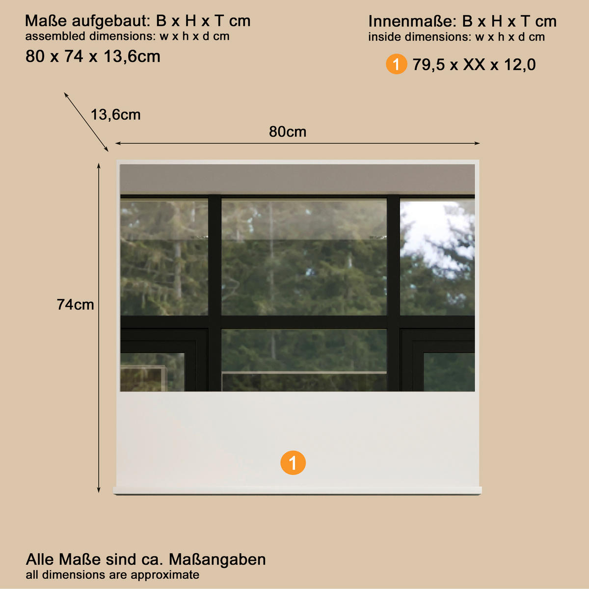 BADEZIMMER 4-teilig  in 180 cm  - Kaschmir/Schwarz, Trend, Holzwerkstoff/Kunststoff (180cm) - MID.YOU