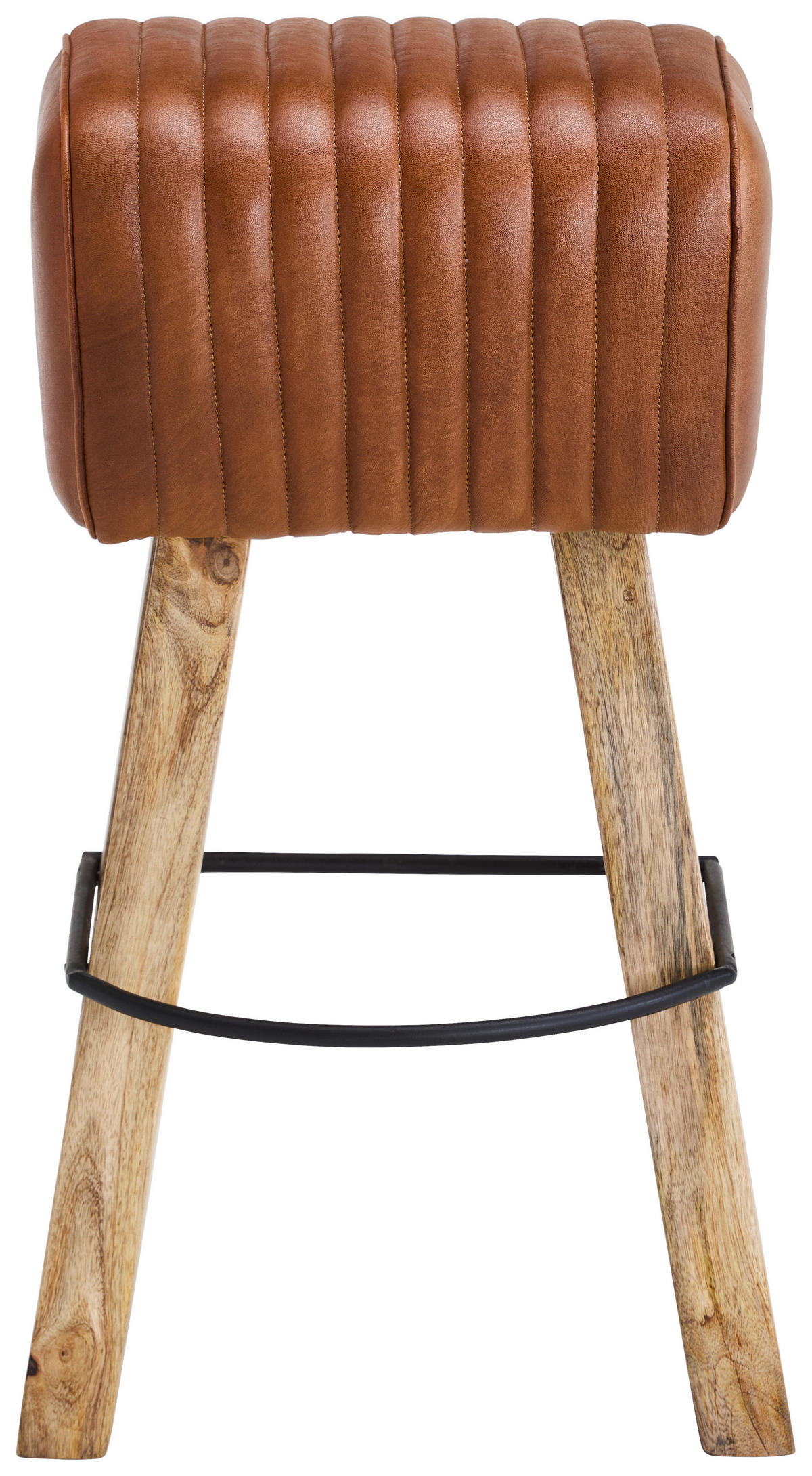 BARHOCKER Echtleder Braun Mangoholz Hartholz Typenauswahl  - Naturfarben/Braun, LIFESTYLE, Leder/Holz (43/74/37cm) - Landscape