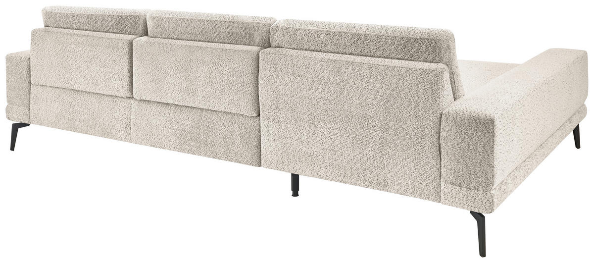 ECKSOFA Sandfarben Chenille  - Sandfarben/Schwarz, KONVENTIONELL, Textil/Metall (184/294cm) - SetOne by Musterring