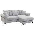 ECKSOFA Hellgrau Cord  - Hellgrau/Schwarz, KONVENTIONELL, Kunststoff/Textil (255/185cm) - Hom`in