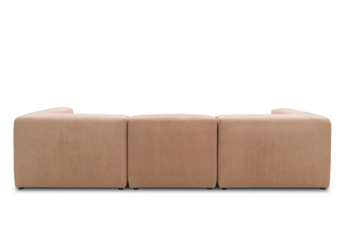 ECKSOFA Rosa, Roségold Cord, Mikrofaser  - Roségold/Schwarz, Design, Kunststoff/Textil (301/69/193cm) - MID.YOU