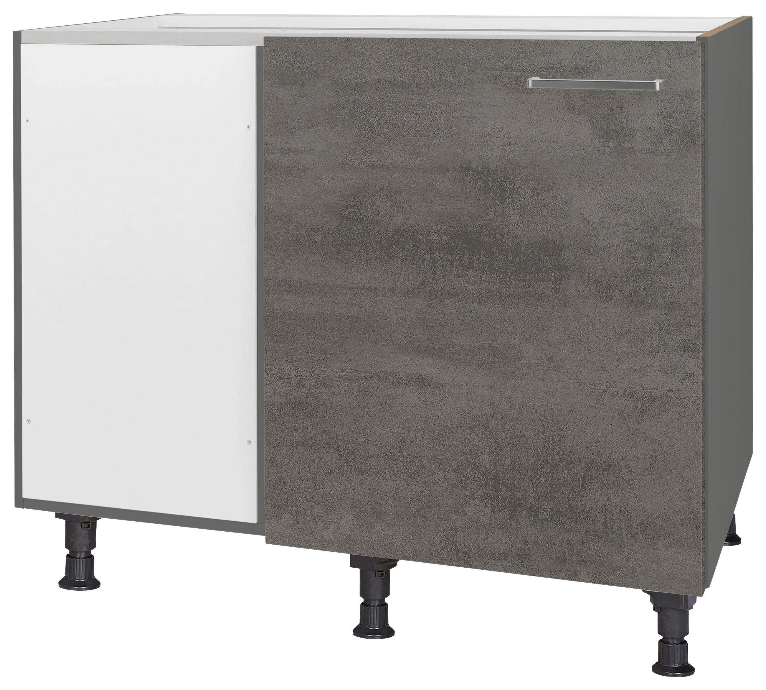 ECKUNTERSCHRANK 125/87/65 cm  - Schieferfarben/Edelstahlfarben, MODERN, Holzwerkstoff/Metall (125/87/65cm) - Nobilia