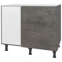 ECKUNTERSCHRANK 125/87/65 cm  - Schieferfarben/Edelstahlfarben, MODERN, Holzwerkstoff/Metall (125/87/65cm) - Nobilia