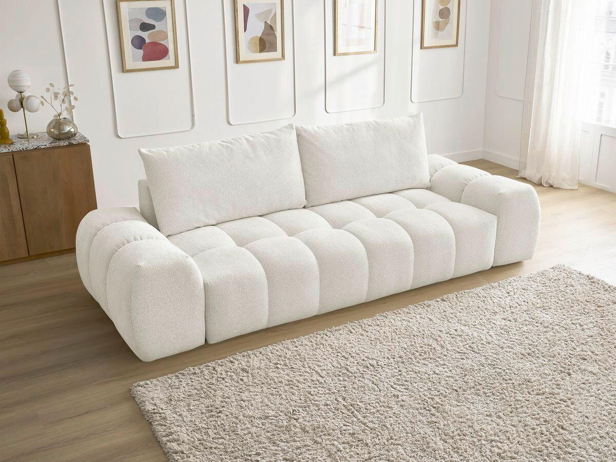 3-SITZER-SOFA EVEREST Flachgewebe Weiß  - Schwarz/Weiß, MODERN, Kunststoff/Textil (278/90/115cm)