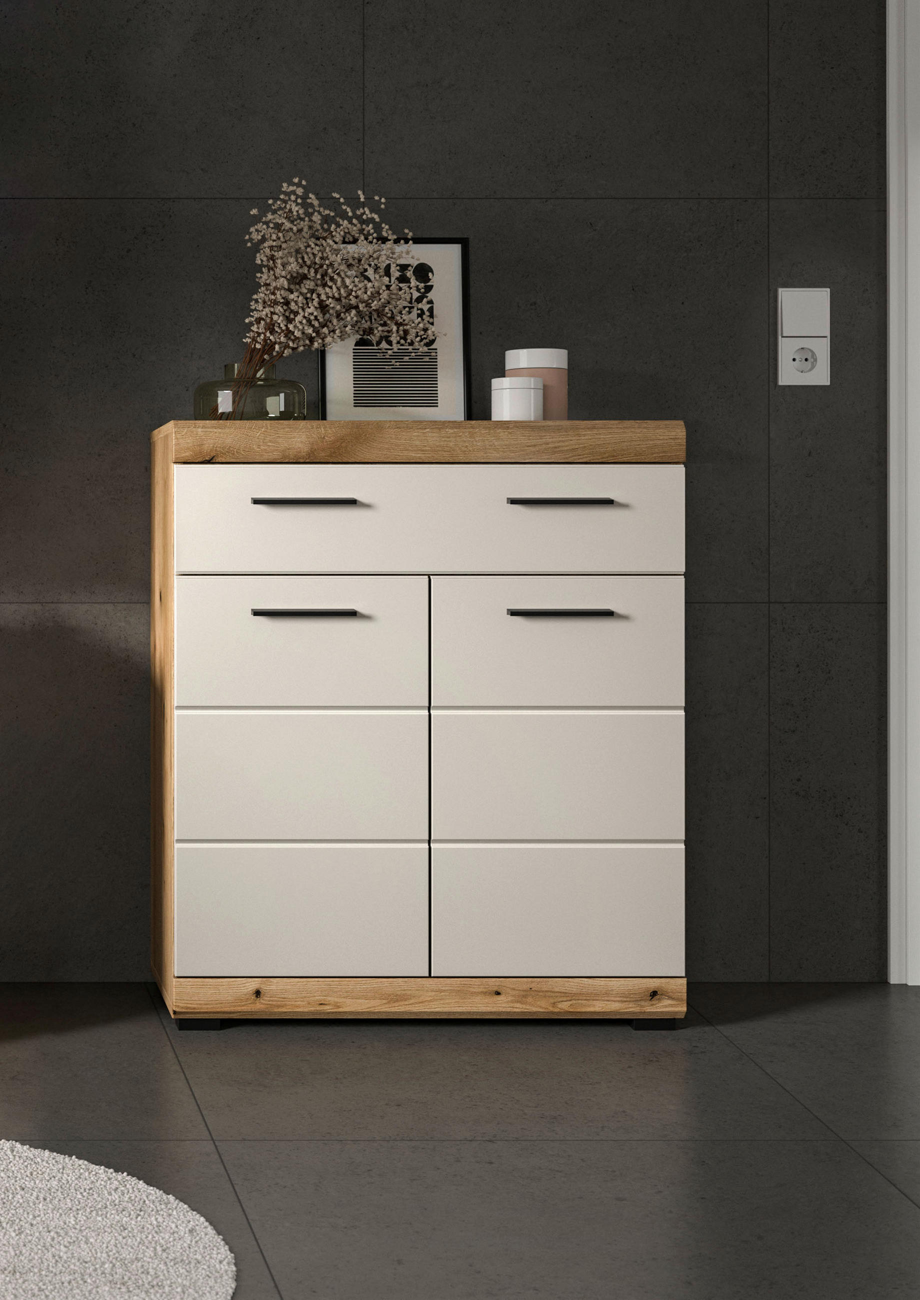 MIDISCHRANK 74/88/31 cm  - Kaschmir/Schwarz, MODERN, Holzwerkstoff/Kunststoff (74/88/31cm) - MID.YOU