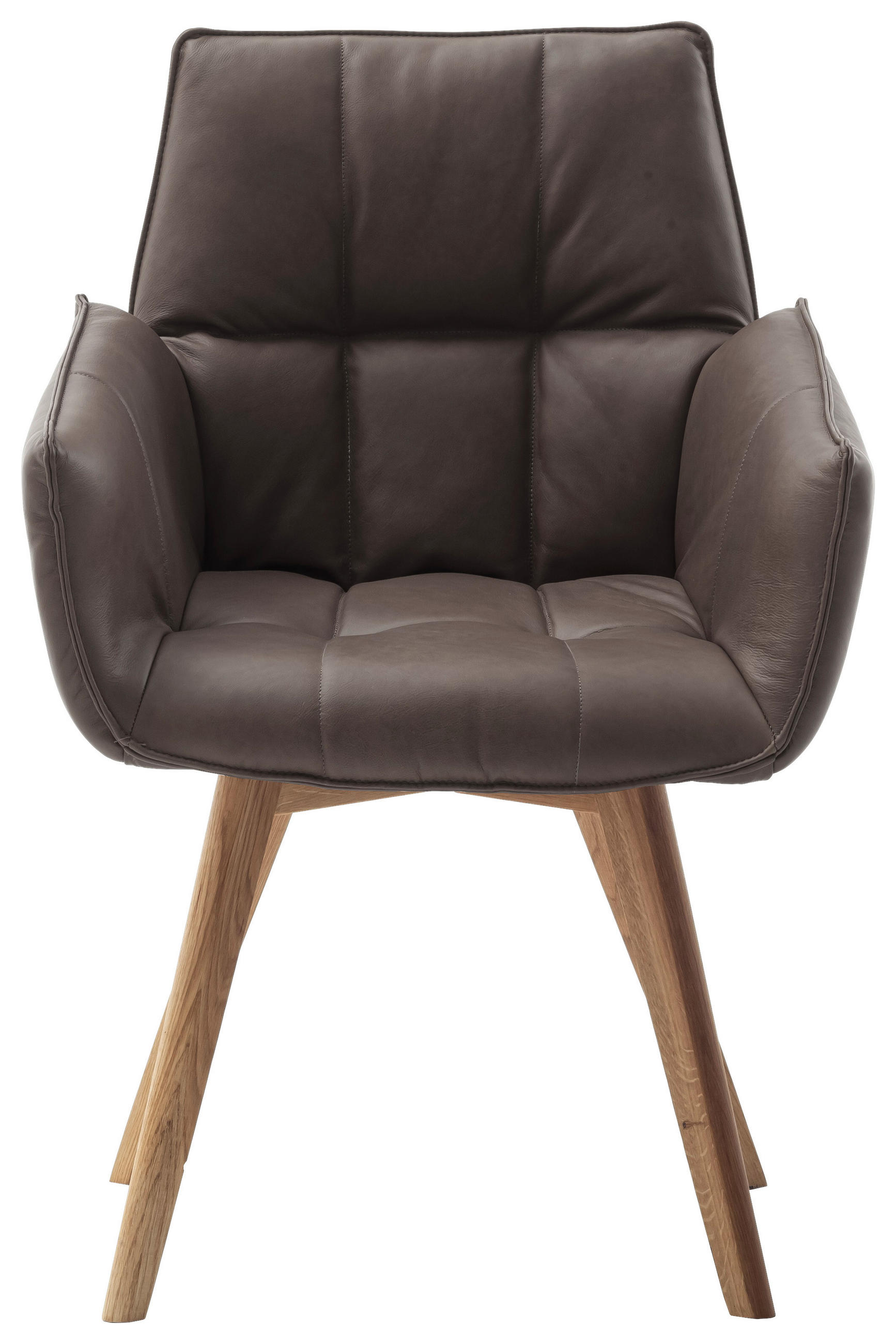 ARMLEHNSTUHL  in Echtleder naturbelassen  - Wildeiche/Cappuccino, KONVENTIONELL, Leder/Holz (61/87/63cm) - Linea Natura