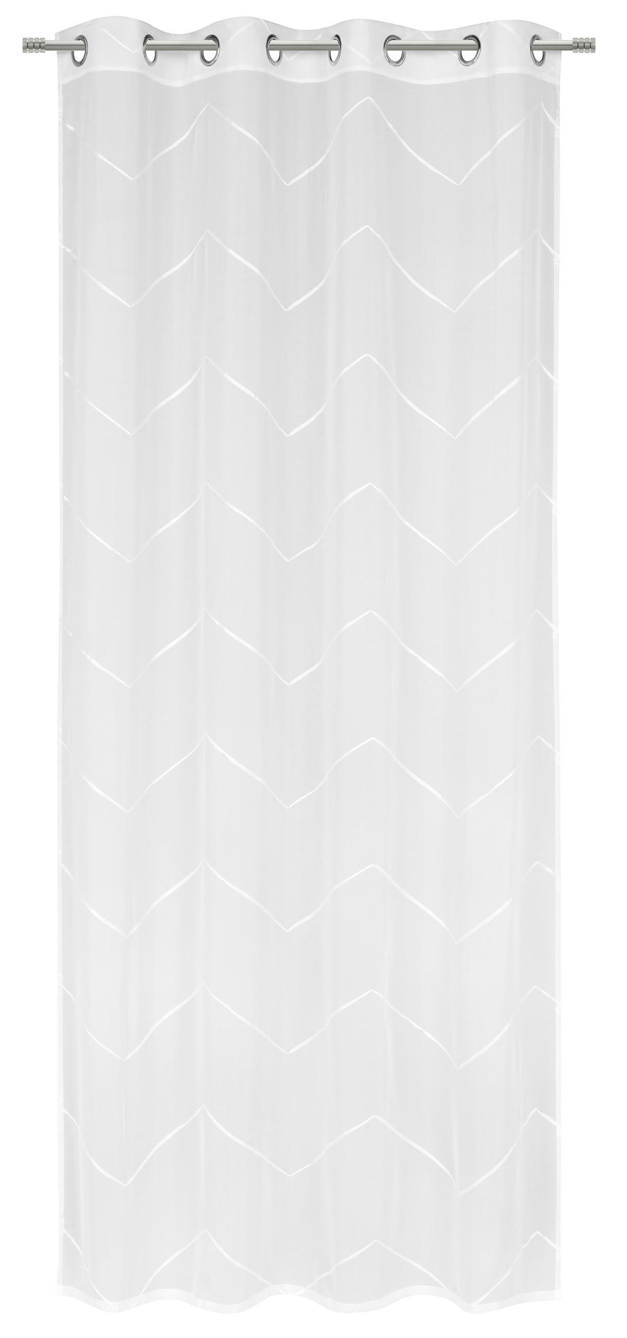 Perdea Cu Inele Tip Capsă semitransparent  - alb, Design, textil (135/245cm) - Esposa