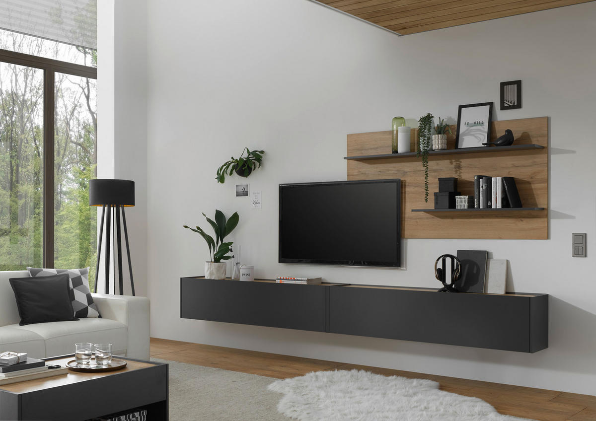 WANDPANEEL 150/80/20 cm  - Anthrazit/Eiche Wotan, Design, Holzwerkstoff (150/80/20cm) - Modante