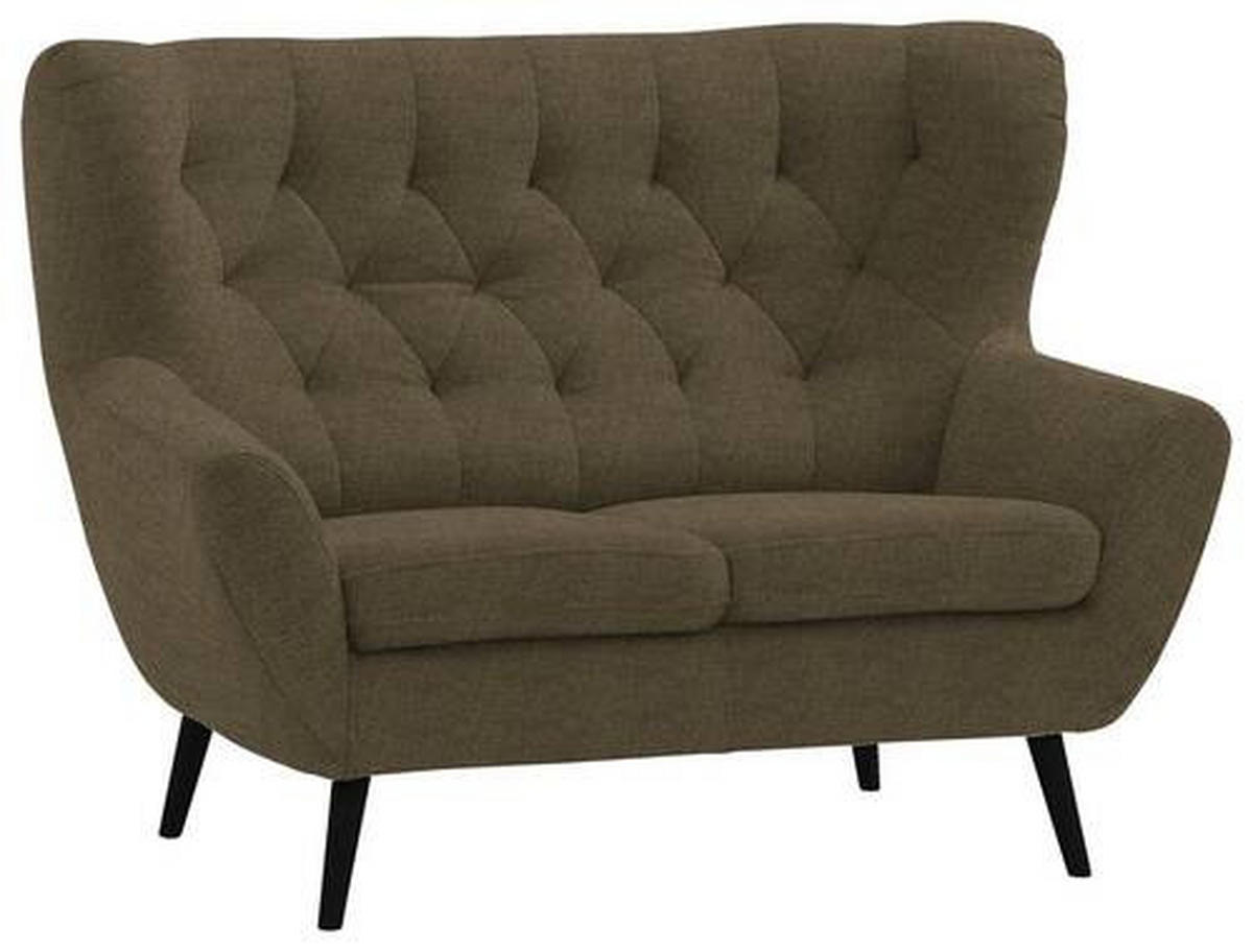 2-SITZER-SOFA in Mikrofaser Olivgrün  - Schwarz/Olivgrün, Design, Holz/Textil (137/101/95cm) - Stylife