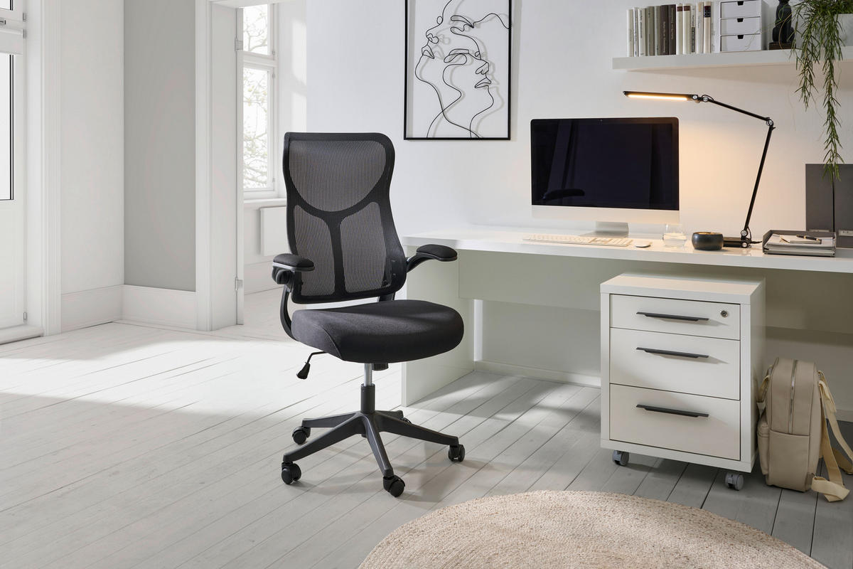 DREHSTUHL  in Netzbespannung Schwarz  - Schwarz, MODERN, Holz/Kunststoff (65/108/116/66cm) - MID.YOU