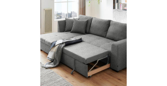 ECKSOFA in Webstoff Hellgrau 158/238 cm - Hellgrau/Schwarz, Design, Kunststoff/Textil (158/238cm) - Xora