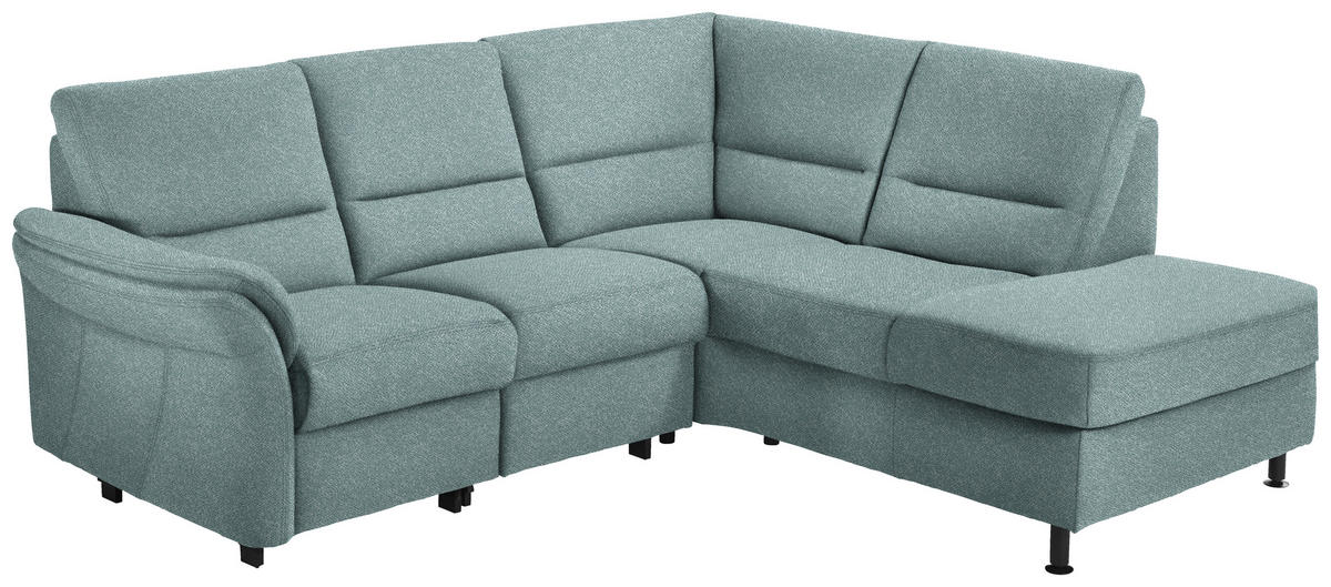 ECKSOFA in Flachgewebe Hellblau  - Schwarz/Hellblau, Modern, Textil/Metall (227/203cm) - Beldomo System