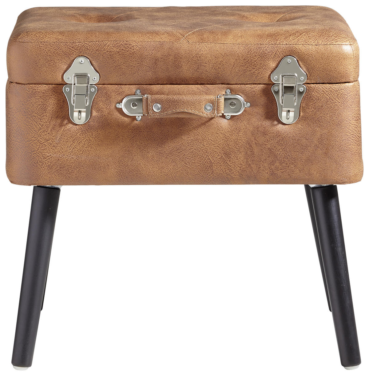 TABURETKA, drevo, textil, kompozitné drevo, 50/46/35 cm - hnedá/čierna, Trend, drevo/kompozitné drevo (50/46/35cm) - Xora